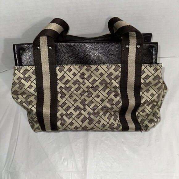 Tommy Hilfiger Brown & Beige Logo Tote Bag With Double Handles - Picture 3 of 8
